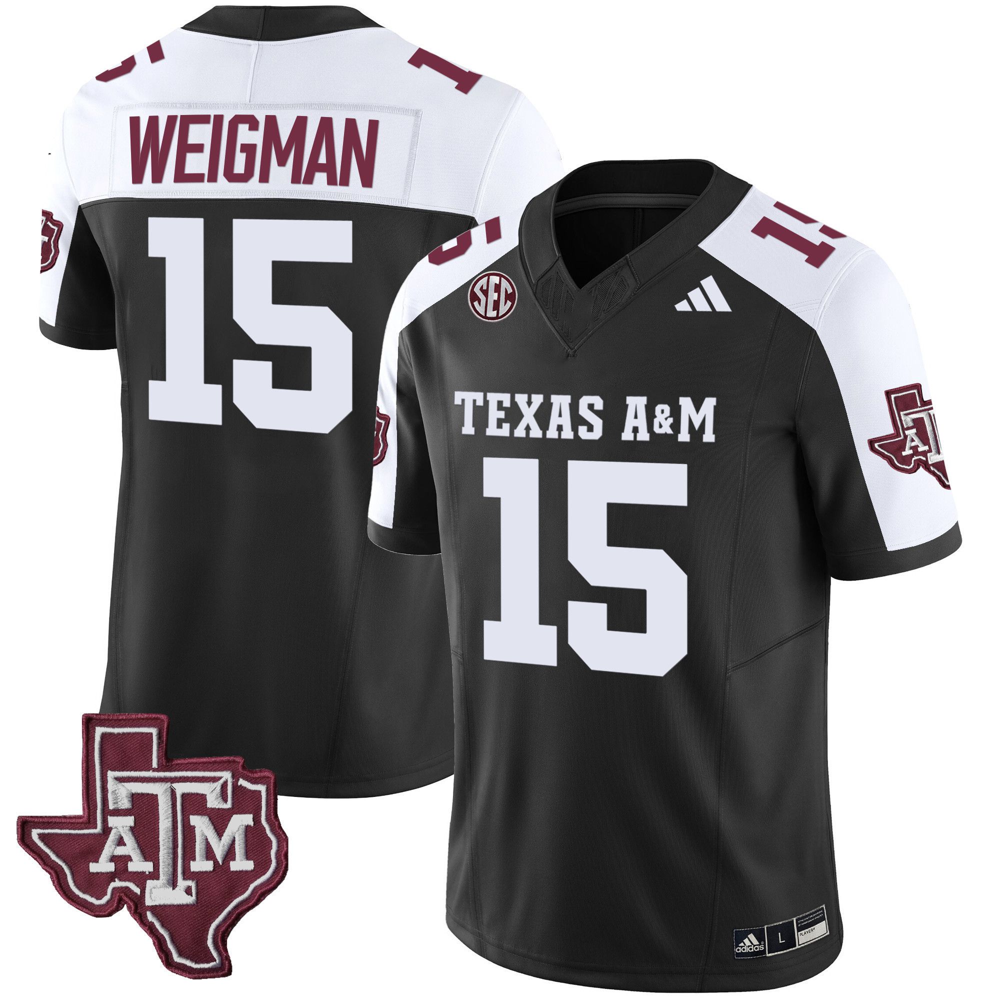 Men Texas A&M Aggies 15 Weigman Black 2024 Vapor Limited NCAA Jersey